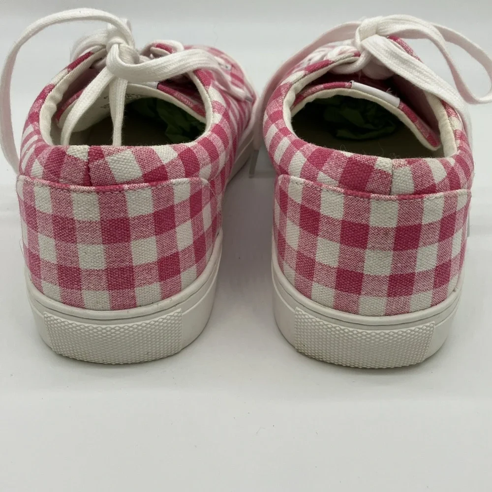 J.CREW Women's Sneakers‎ Gingham Pink & White Check Plaid Size 11 Preppy Coastal